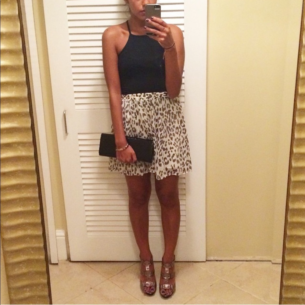 Aqua leopard skirt